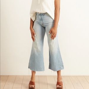Mother denim jeans. Swooner roller crop fray jeans